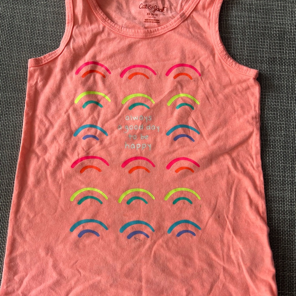 Cat & Jack Pink and Orange Tank Top Vibrant Cotton Blend
